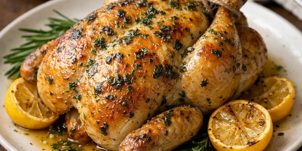 Simple Roast Chicken with Lemon & Herb Butter