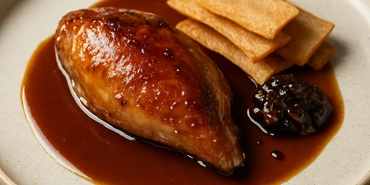 Pheasant à la Umami Candy — Bone‑Broth Crisps & Black‑Cardamom Caramel