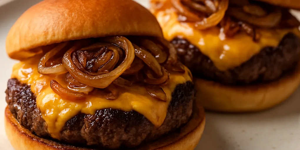 Juicy Pan-Seared Cheeseburgers with Caramelized Onions