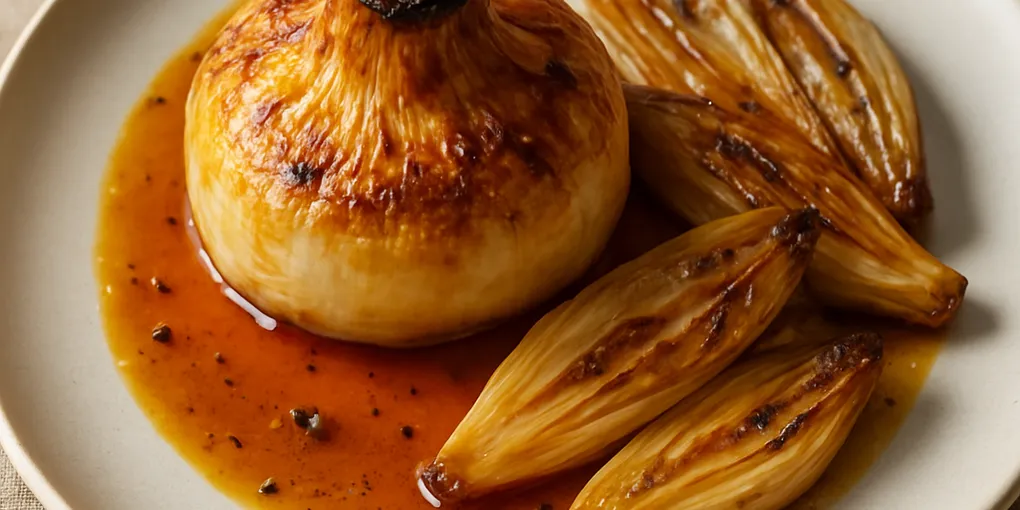 Kefir‑Smoked Turnip Crown with Juniper‑Caramelized Endives & Burnt‑Orange Ghee
