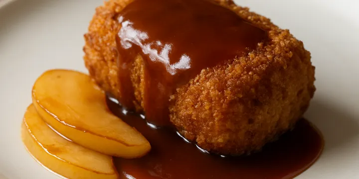 된장 캐러멜을 입힌 훈연 대구 크로켓 — 사과의 달짝지근한 반전
